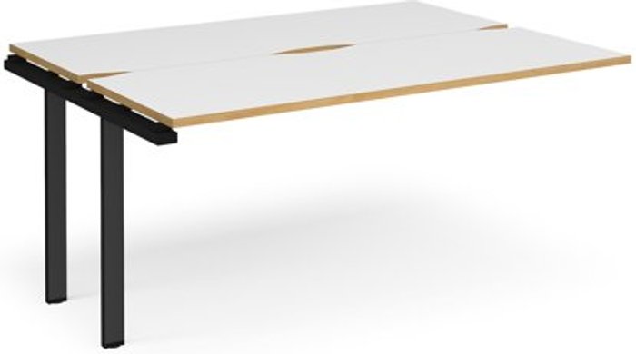 Office Monster | Adapt Bench Desk | Add On 2 Person Rectangular Desks 1600mm | White/Oak Tops With Black Frames | 1200mm Depth | Adapt Adapt Bench Desk | Add On 2 Person Rectangular Desks 1600mm | White/Oak Tops With Black Frames | 1200mm Depth | Adapt