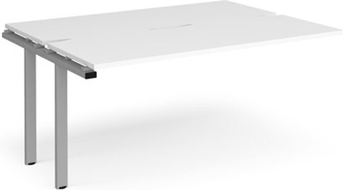 Office Monster | Adapt Bench Desk | Add On 2 Person Rectangular Desks 1600mm | White Tops With Silver Frames | 1200mm Depth | Adapt Adapt Bench Desk | Add On 2 Person Rectangular Desks 1600mm | White Tops With Silver Frames | 1200mm Depth | Adapt