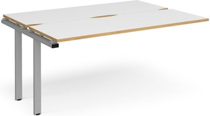 Office Monster | Adapt Bench Desk | Add On 2 Person Rectangular Desks 1600mm | White/Oak Tops With Silver Frames | 1200mm Depth | Adapt Adapt Bench Desk | Add On 2 Person Rectangular Desks 1600mm | White/Oak Tops With Silver Frames | 1200mm Depth | Adapt