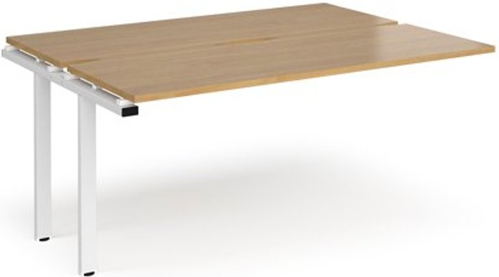 Office Monster | Adapt Bench Desk | Add On 2 Person Rectangular Desks 1600mm | Oak Tops With White Frames | 1200mm Depth | Adapt Adapt Bench Desk | Add On 2 Person Rectangular Desks 1600mm | Oak Tops With White Frames | 1200mm Depth | Adapt