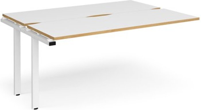 Office Monster | Adapt Bench Desk | Add On 2 Person Rectangular Desks 1600mm | White/Oak Tops With White Frames | 1200mm Depth | Adapt Adapt Bench Desk | Add On 2 Person Rectangular Desks 1600mm | White/Oak Tops With White Frames | 1200mm Depth | Adapt