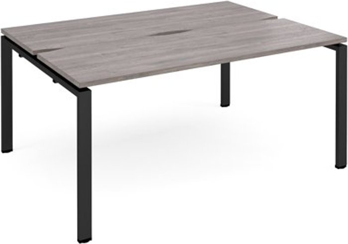 Office Monster | Adapt Adapt back to back desks 1600mm x 1200mm - black frame, grey oak top Adapt Adapt back to back desks 1600mm x 1200mm - black frame, grey oak top