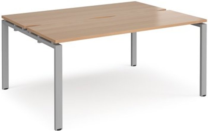 Office Monster | Adapt Bench Desk | 2 Person Rectangular Desks 1600mm | Beech Tops With Silver Frames | 1200mm Depth | Adapt Adapt Bench Desk | 2 Person Rectangular Desks 1600mm | Beech Tops With Silver Frames | 1200mm Depth | Adapt