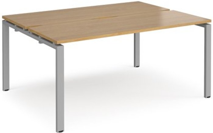 Office Monster | Adapt Bench Desk | 2 Person Rectangular Desks 1600mm | Oak Tops With Silver Frames | 1200mm Depth | Adapt Adapt Bench Desk | 2 Person Rectangular Desks 1600mm | Oak Tops With Silver Frames | 1200mm Depth | Adapt