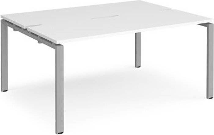 Office Monster | Adapt Bench Desk | 2 Person Rectangular Desks 1600mm | White Tops With Silver Frames | 1200mm Depth | Adapt Adapt Bench Desk | 2 Person Rectangular Desks 1600mm | White Tops With Silver Frames | 1200mm Depth | Adapt