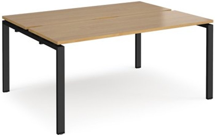 Office Monster | Adapt Bench Desk | 2 Person Starter Rectangular Desks 1600mm | Oak Tops With Black Frames | 1200mm Depth | Adapt Adapt Bench Desk | 2 Person Starter Rectangular Desks 1600mm | Oak Tops With Black Frames | 1200mm Depth | Adapt