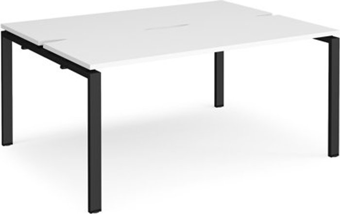 Office Monster | Adapt Bench Desk | 2 Person Starter Rectangular Desks 1600mm | White Tops With Black Frames | 1200mm Depth | Adapt Adapt Bench Desk | 2 Person Starter Rectangular Desks 1600mm | White Tops With Black Frames | 1200mm Depth | Adapt