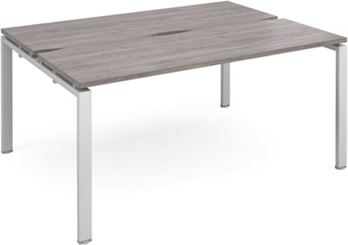 Office Monster | Adapt Adapt starter units back to back 1600mm x 1200mm - silver frame, grey oak top Adapt Adapt starter units back to back 1600mm x 1200mm - silver frame, grey oak top