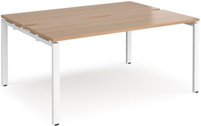 Office Monster | Adapt Bench Desk | 2 Person Starter Rectangular Desks 1600mm | Beech Tops With White Frames | 1200mm Depth | Adapt Adapt Bench Desk | 2 Person Starter Rectangular Desks 1600mm | Beech Tops With White Frames | 1200mm Depth | Adapt