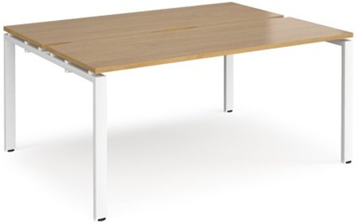 Office Monster | Adapt Bench Desk | 2 Person Starter Rectangular Desks 1600mm | Oak Tops With White Frames | 1200mm Depth | Adapt Adapt Bench Desk | 2 Person Starter Rectangular Desks 1600mm | Oak Tops With White Frames | 1200mm Depth | Adapt