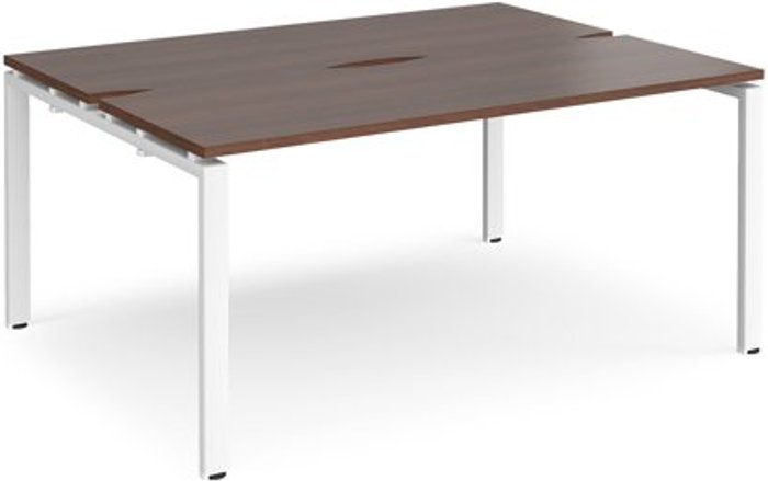 Office Monster | Adapt Bench Desk | 2 Person Starter Rectangular Desks 1600mm | Walnut Tops With White Frames | 1200mm Depth | Adapt Adapt Bench Desk | 2 Person Starter Rectangular Desks 1600mm | Walnut Tops With White Frames | 1200mm Depth | Adapt