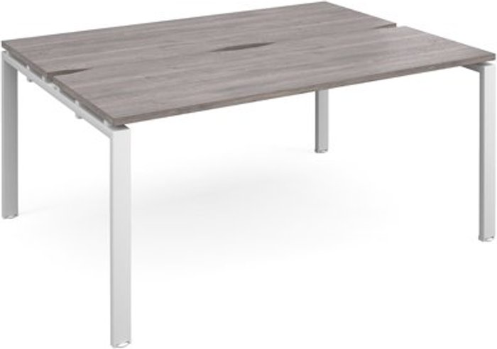 Office Monster | Adapt Adapt back to back desks 1600mm x 1200mm - white frame, grey oak top Adapt Adapt back to back desks 1600mm x 1200mm - white frame, grey oak top