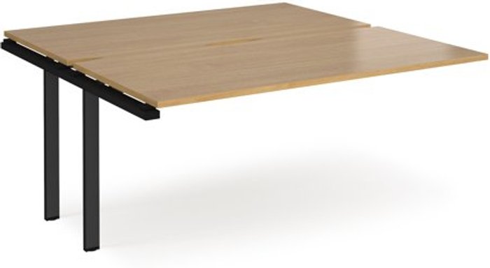 Office Monster | Adapt Bench Desk | Add On 2 Person Rectangular Desks 1600mm | Oak Tops With Black Frames | 1600mm Depth | Adapt Adapt Bench Desk | Add On 2 Person Rectangular Desks 1600mm | Oak Tops With Black Frames | 1600mm Depth | Adapt