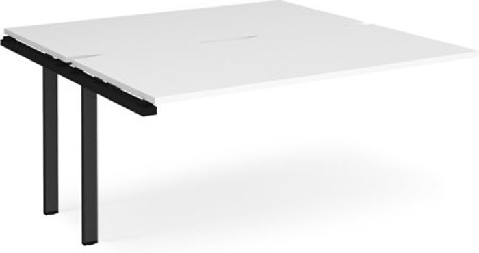 Office Monster | Adapt Bench Desk | Add On 2 Person Rectangular Desks 1600mm | White Tops With Black Frames | 1600mm Depth | Adapt Adapt Bench Desk | Add On 2 Person Rectangular Desks 1600mm | White Tops With Black Frames | 1600mm Depth | Adapt