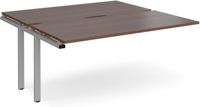 Office Monster | Adapt Bench Desk | Add On 2 Person Rectangular Desks 1600mm | Walnut Tops With Silver Frames | 1600mm Depth | Adapt Adapt Bench Desk | Add On 2 Person Rectangular Desks 1600mm | Walnut Tops With Silver Frames | 1600mm Depth | Adapt