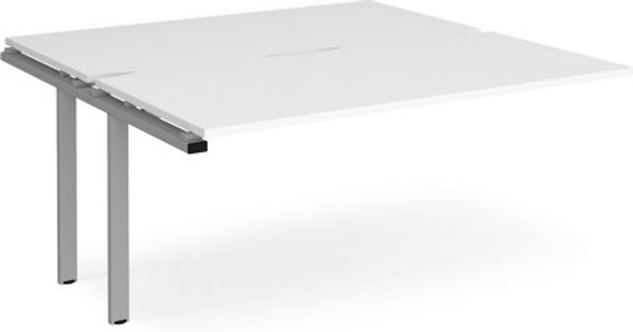 Office Monster | Adapt Bench Desk | Add On 2 Person Rectangular Desks 1600mm | White Tops With Silver Frames | 1600mm Depth | Adapt Adapt Bench Desk | Add On 2 Person Rectangular Desks 1600mm | White Tops With Silver Frames | 1600mm Depth | Adapt