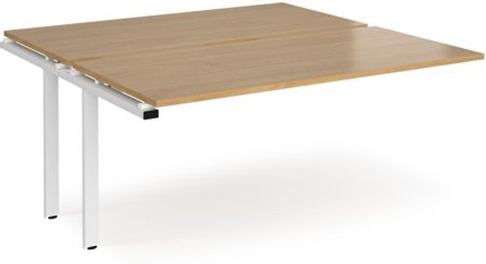 Office Monster | Adapt Bench Desk | Add On 2 Person Rectangular Desks 1600mm | Oak Tops With White Frames | 1600mm Depth | Adapt Adapt Bench Desk | Add On 2 Person Rectangular Desks 1600mm | Oak Tops With White Frames | 1600mm Depth | Adapt