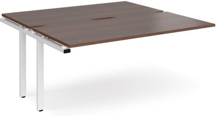 Office Monster | Adapt Bench Desk | Add On 2 Person Rectangular Desks 1600mm | Walnut Tops With White Frames | 1600mm Depth | Adapt Adapt Bench Desk | Add On 2 Person Rectangular Desks 1600mm | Walnut Tops With White Frames | 1600mm Depth | Adapt