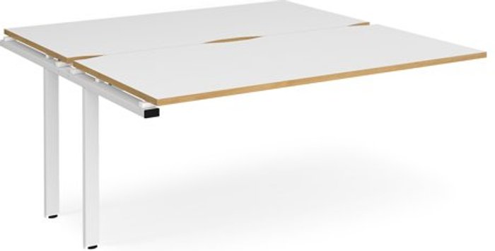 Office Monster | Adapt Bench Desk | Add On 2 Person Rectangular Desks 1600mm | White/Oak Tops With White Frames | 1600mm Depth | Adapt Adapt Bench Desk | Add On 2 Person Rectangular Desks 1600mm | White/Oak Tops With White Frames | 1600mm Depth | Adapt