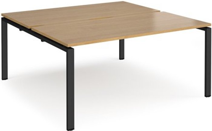 Office Monster | Adapt Bench Desk | 2 Person Rectangular Desks 1600mm | Oak Tops With Black Frames | 1600mm Depth | Adapt Adapt Bench Desk | 2 Person Rectangular Desks 1600mm | Oak Tops With Black Frames | 1600mm Depth | Adapt