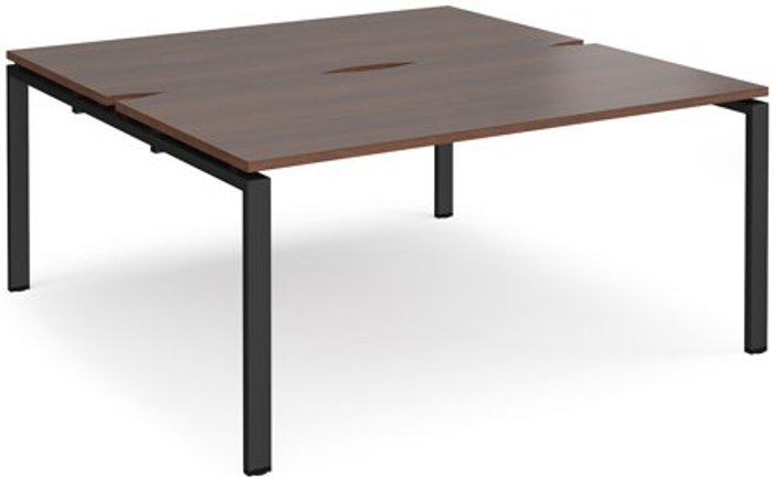 Office Monster | Adapt Bench Desk | 2 Person Rectangular Desks 1600mm | Walnut Tops With Black Frames | 1600mm Depth | Adapt Adapt Bench Desk | 2 Person Rectangular Desks 1600mm | Walnut Tops With Black Frames | 1600mm Depth | Adapt