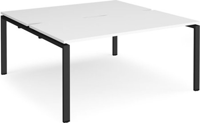 Office Monster | Adapt Bench Desk | 2 Person Rectangular Desks 1600mm | White Tops With Black Frames | 1600mm Depth | Adapt Adapt Bench Desk | 2 Person Rectangular Desks 1600mm | White Tops With Black Frames | 1600mm Depth | Adapt