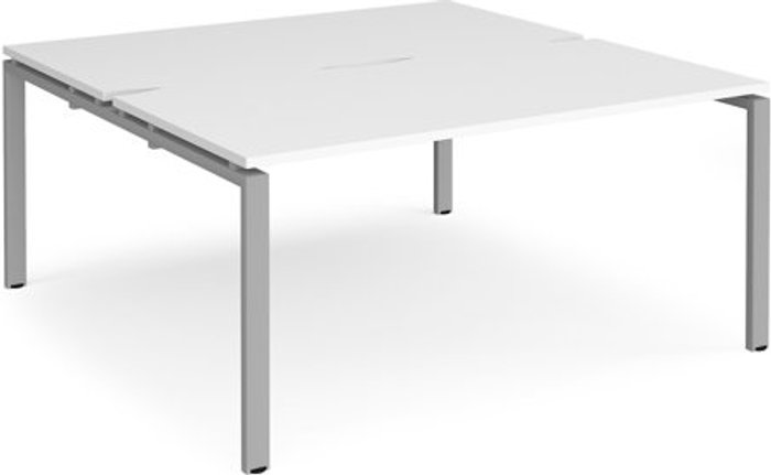 Office Monster | Adapt Bench Desk | 2 Person Rectangular Desks 1600mm | White Tops With Silver Frames | 1600mm Depth | Adapt Adapt Bench Desk | 2 Person Rectangular Desks 1600mm | White Tops With Silver Frames | 1600mm Depth | Adapt