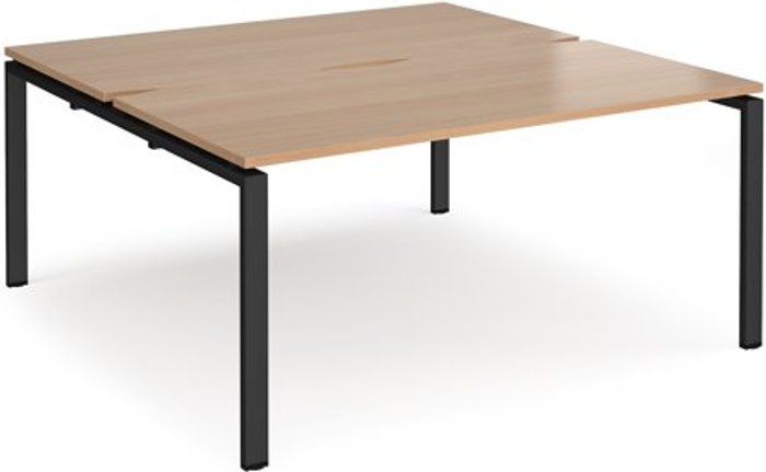 Office Monster | Adapt Bench Desk | 2 Person Starter Rectangular Desks 1600mm | Beech Tops With Black Frames | 1600mm Depth | Adapt Adapt Bench Desk | 2 Person Starter Rectangular Desks 1600mm | Beech Tops With Black Frames | 1600mm Depth | Adapt
