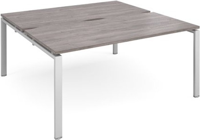Office Monster | Adapt Adapt starter units back to back 1600mm x 1600mm - silver frame, grey oak top Adapt Adapt starter units back to back 1600mm x 1600mm - silver frame, grey oak top
