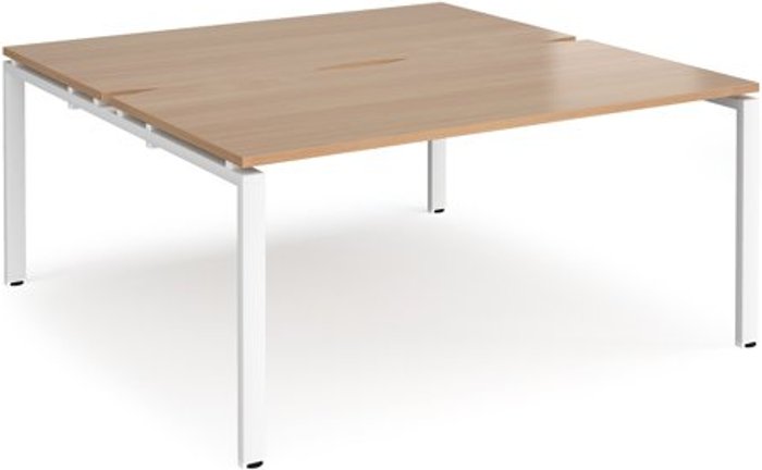 Office Monster | Adapt Bench Desk | 2 Person Starter Rectangular Desks 1600mm | Beech Tops With White Frames | 1600mm Depth | Adapt Adapt Bench Desk | 2 Person Starter Rectangular Desks 1600mm | Beech Tops With White Frames | 1600mm Depth | Adapt