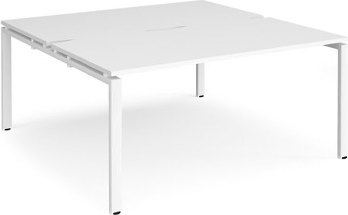 Office Monster | Adapt Bench Desk | 2 Person Starter Rectangular Desks 1600mm | White Tops With White Frames | 1600mm Depth | Adapt Adapt Bench Desk | 2 Person Starter Rectangular Desks 1600mm | White Tops With White Frames | 1600mm Depth | Adapt
