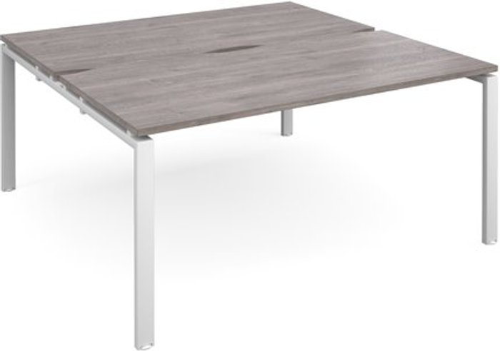 Office Monster | Adapt Adapt back to back desks 1600mm x 1600mm - white frame, grey oak top Adapt Adapt back to back desks 1600mm x 1600mm - white frame, grey oak top
