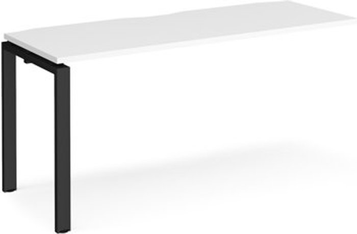 Office Monster | Adapt Bench Desk | Add On Rectangular Desk 1600mm | White Tops With Black Frames | 600mm Depth | Adapt Adapt Bench Desk | Add On Rectangular Desk 1600mm | White Tops With Black Frames | 600mm Depth | Adapt