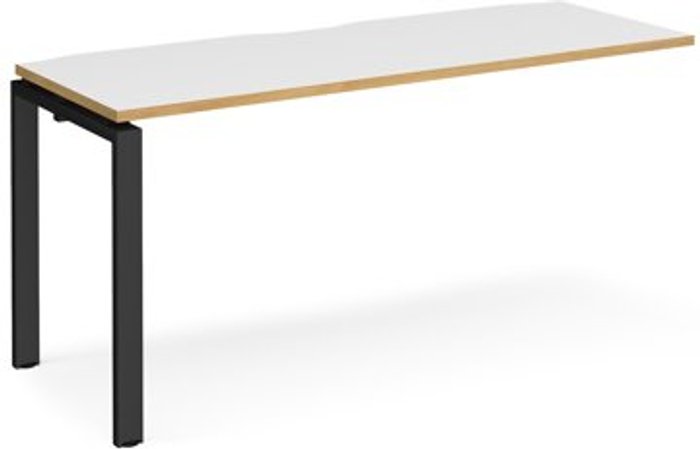 Office Monster | Adapt Bench Desk | Add On Rectangular Desk 1600mm | White/Oak Tops With Black Frames | 600mm Depth | Adapt Adapt Bench Desk | Add On Rectangular Desk 1600mm | White/Oak Tops With Black Frames | 600mm Depth | Adapt