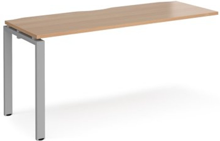 Office Monster | Adapt Bench Desk | Add On Rectangular Desk 1600mm | Beech Tops With Silver Frames | 600mm Depth | Adapt Adapt Bench Desk | Add On Rectangular Desk 1600mm | Beech Tops With Silver Frames | 600mm Depth | Adapt