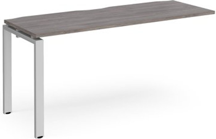Office Monster | Adapt Adapt add on unit single 1600mm x 600mm - silver frame, grey oak top Adapt Adapt add on unit single 1600mm x 600mm - silver frame, grey oak top