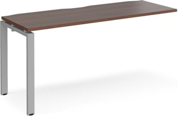 Office Monster | Adapt Bench Desk | Add On Rectangular Desk 1600mm | Walnut Tops With Silver Frames | 600mm Depth | Adapt Adapt Bench Desk | Add On Rectangular Desk 1600mm | Walnut Tops With Silver Frames | 600mm Depth | Adapt