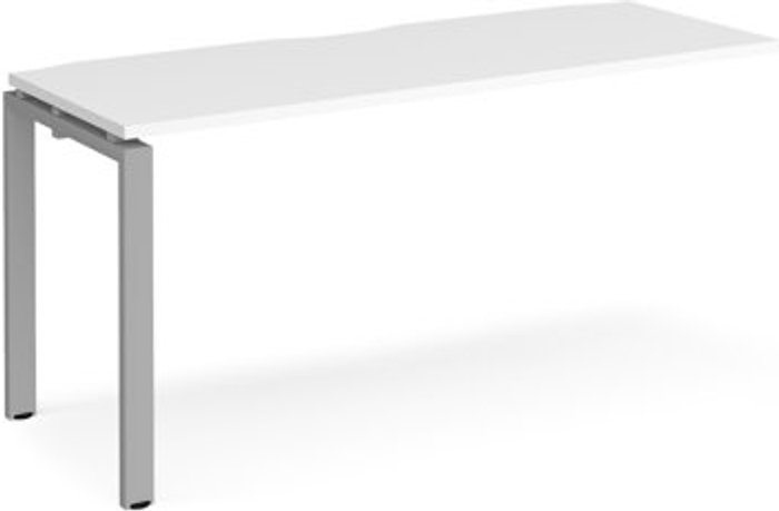 Office Monster | Adapt Bench Desk | Add On Rectangular Desk 1600mm | White Tops With Silver Frames | 600mm Depth | Adapt Adapt Bench Desk | Add On Rectangular Desk 1600mm | White Tops With Silver Frames | 600mm Depth | Adapt