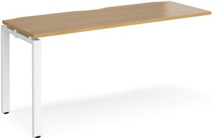 Office Monster | Adapt Bench Desk | Add On Rectangular Desk 1600mm | Oak Tops With White Frames | 600mm Depth | Adapt Adapt Bench Desk | Add On Rectangular Desk 1600mm | Oak Tops With White Frames | 600mm Depth | Adapt