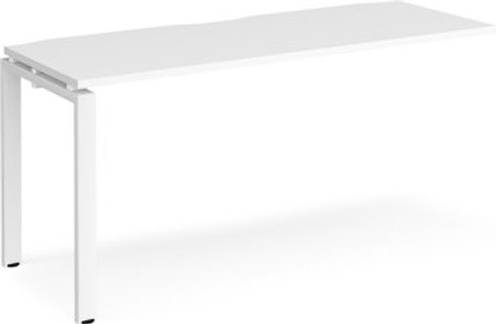 Office Monster | Adapt Bench Desk | Add On Rectangular Desk 1600mm | White Tops With White Frames | 600mm Depth | Adapt Adapt Bench Desk | Add On Rectangular Desk 1600mm | White Tops With White Frames | 600mm Depth | Adapt