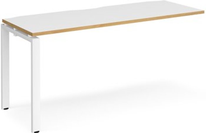 Office Monster | Adapt Bench Desk | Add On Rectangular Desk 1600mm | White/Oak Tops With White Frames | 600mm Depth | Adapt Adapt Bench Desk | Add On Rectangular Desk 1600mm | White/Oak Tops With White Frames | 600mm Depth | Adapt