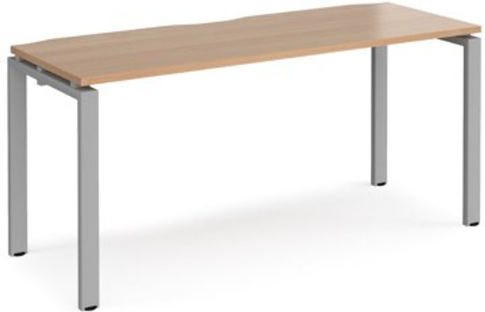 Office Monster | Adapt Bench Desk | Single Person Rectangular Desk 1600mm | Beech Tops With Silver Frames | 600mm Depth | Adapt Adapt Bench Desk | Single Person Rectangular Desk 1600mm | Beech Tops With Silver Frames | 600mm Depth | Adapt