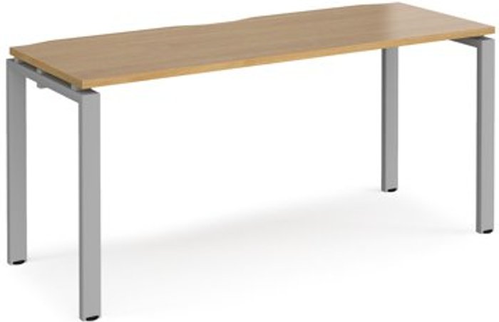 Office Monster | Adapt Bench Desk | Single Person Rectangular Desk 1600mm | Oak Tops With Silver Frames | 600mm Depth | Adapt Adapt Bench Desk | Single Person Rectangular Desk 1600mm | Oak Tops With Silver Frames | 600mm Depth | Adapt