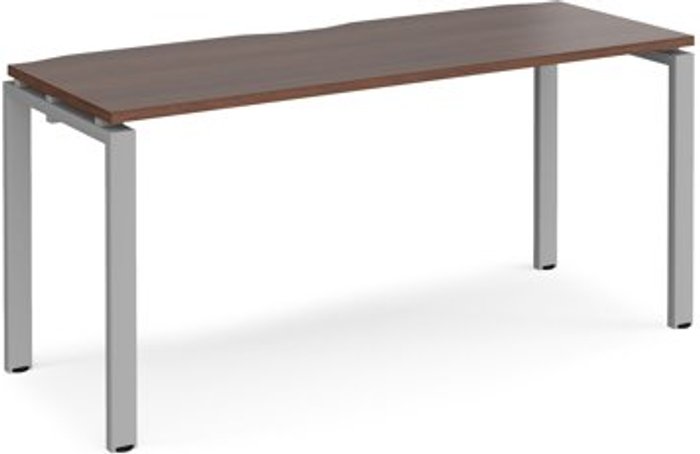 Office Monster | Adapt Bench Desk | Single Person Rectangular Desk 1600mm | Walnut Tops With Silver Frames | 600mm Depth | Adapt Adapt Bench Desk | Single Person Rectangular Desk 1600mm | Walnut Tops With Silver Frames | 600mm Depth | Adapt