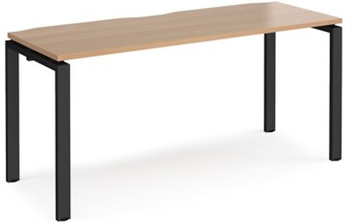 Office Monster | Adapt Bench Desk | Single Person Starter Rectangular Desk 1600mm | Beech Tops With Black Frames | 600mm Depth | Adapt Adapt Bench Desk | Single Person Starter Rectangular Desk 1600mm | Beech Tops With Black Frames | 600mm Depth | Adapt