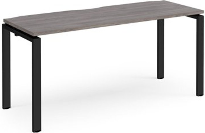 Office Monster | Adapt Adapt starter unit single 1600mm x 600mm - black frame, grey oak top Adapt Adapt starter unit single 1600mm x 600mm - black frame, grey oak top