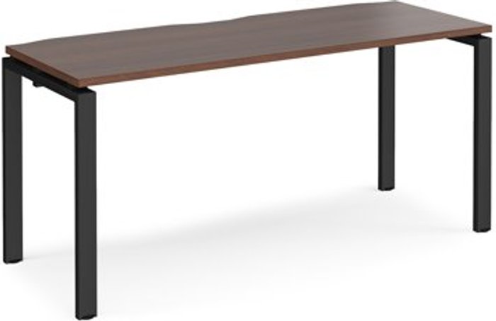 Office Monster | Adapt Bench Desk | Single Person Starter Rectangular Desk 1600mm | Walnut Tops With Black Frames | 600mm Depth | Adapt Adapt Bench Desk | Single Person Starter Rectangular Desk 1600mm | Walnut Tops With Black Frames | 600mm Depth | Adapt