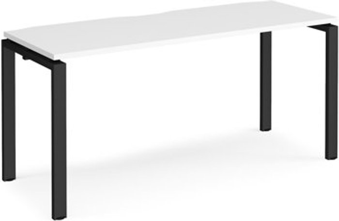 Office Monster | Adapt Bench Desk | Single Person Starter Rectangular Desk 1600mm | White Tops With Black Frames | 600mm Depth | Adapt Adapt Bench Desk | Single Person Starter Rectangular Desk 1600mm | White Tops With Black Frames | 600mm Depth | Adapt