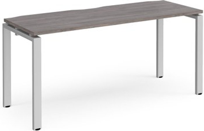 Office Monster | Adapt Adapt starter unit single 1600mm x 600mm - silver frame, grey oak top Adapt Adapt starter unit single 1600mm x 600mm - silver frame, grey oak top