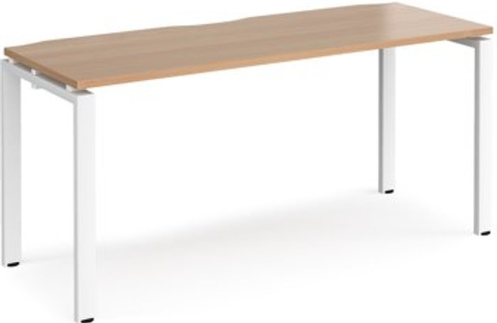 Office Monster | Adapt Bench Desk | Single Person Starter Rectangular Desk 1600mm | Beech Tops With White Frames | 600mm Depth | Adapt Adapt Bench Desk | Single Person Starter Rectangular Desk 1600mm | Beech Tops With White Frames | 600mm Depth | Adapt